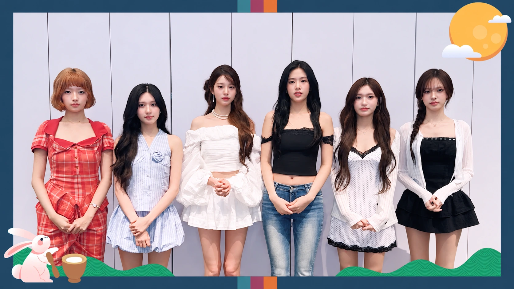 IVE in their 2026 Chuseok greeting photo, presented inside a festive autumn frame.