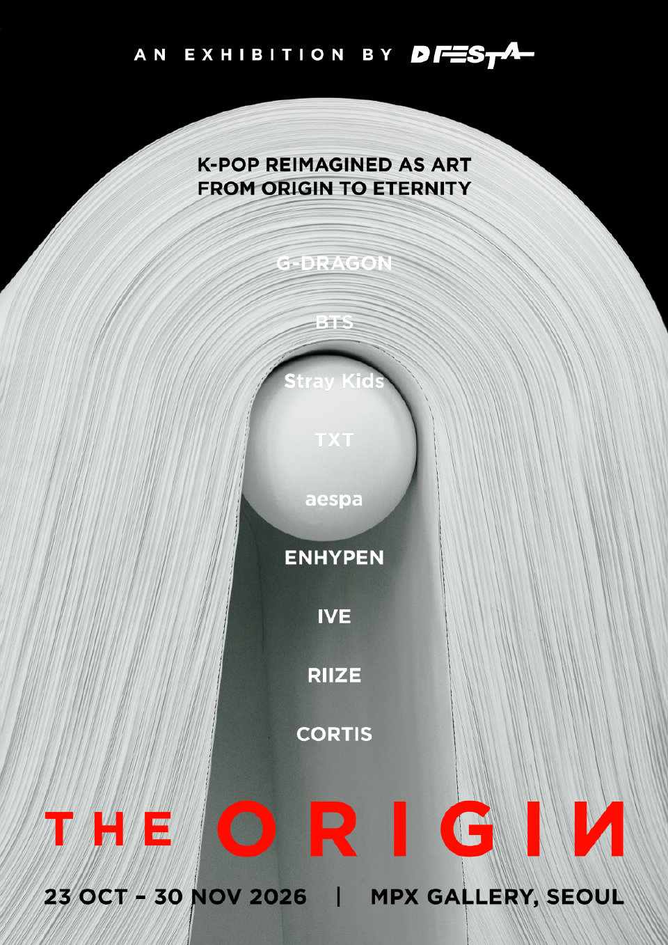 D’FESTA: THE ORIGIN artist-list poster naming IVE alongside the other participating acts