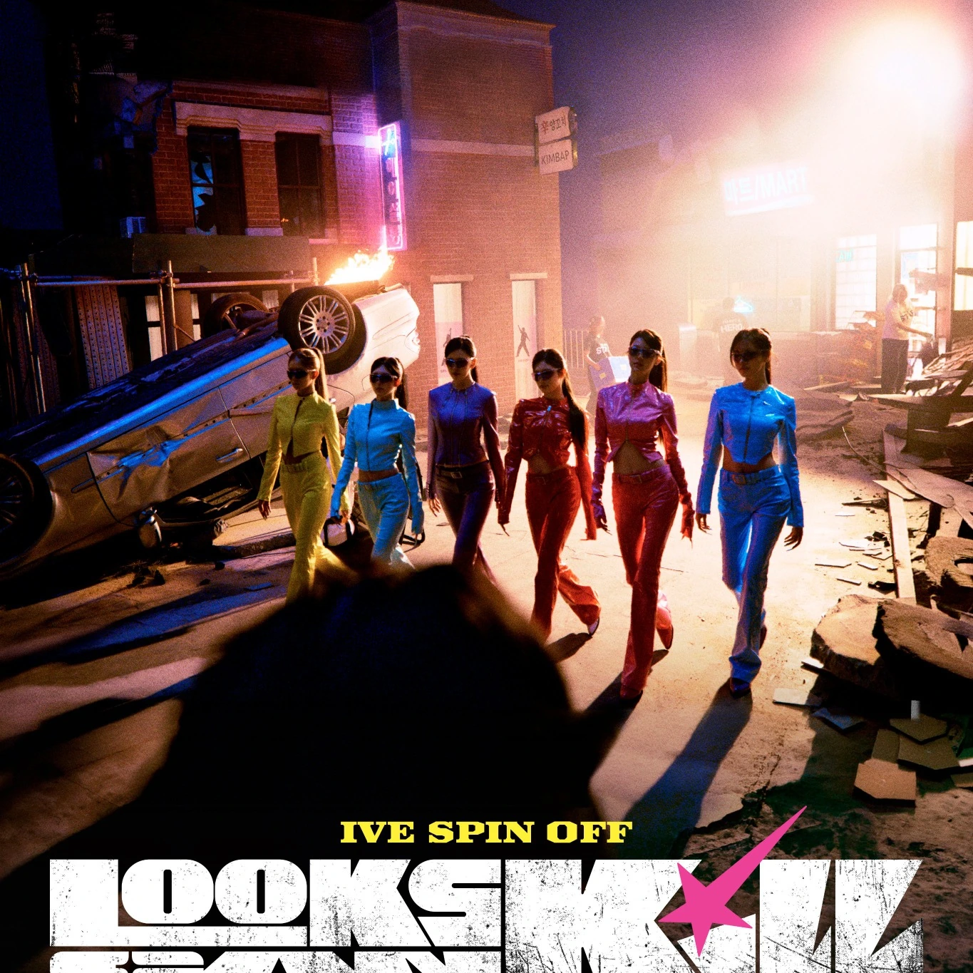 IVE walking through the film set on the Looks Can Kill in CINEMA poster