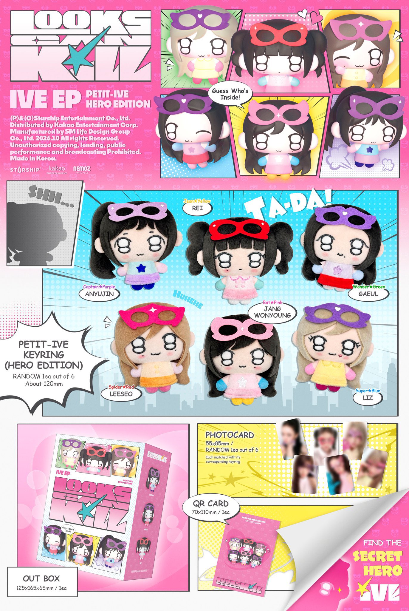 PETIT-IVE HERO EDITION contents and six plush keyrings
